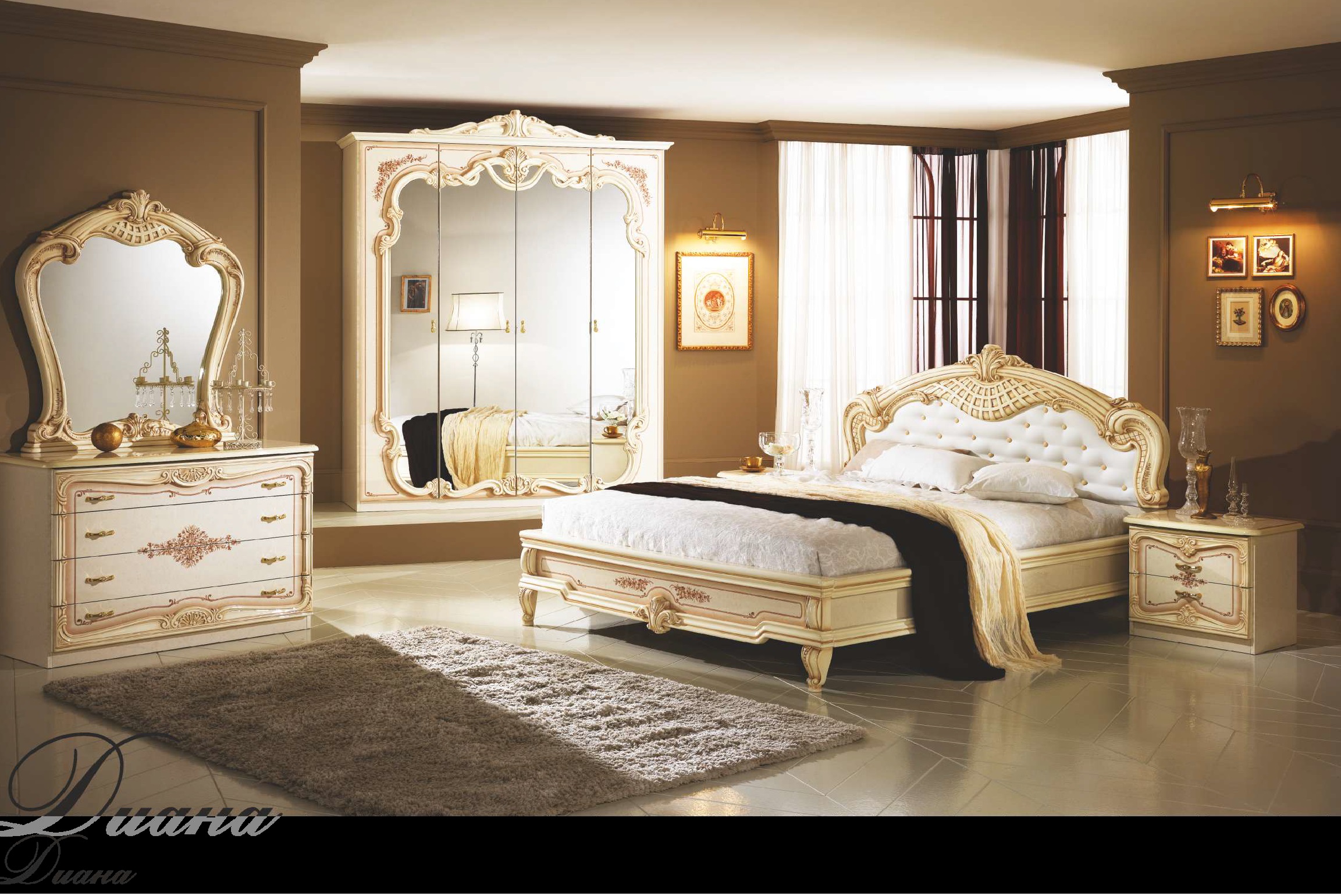 Купить Спальня Диана с 4-дверным шкафом в интернет-магазине мебели ТК Аватара - фото